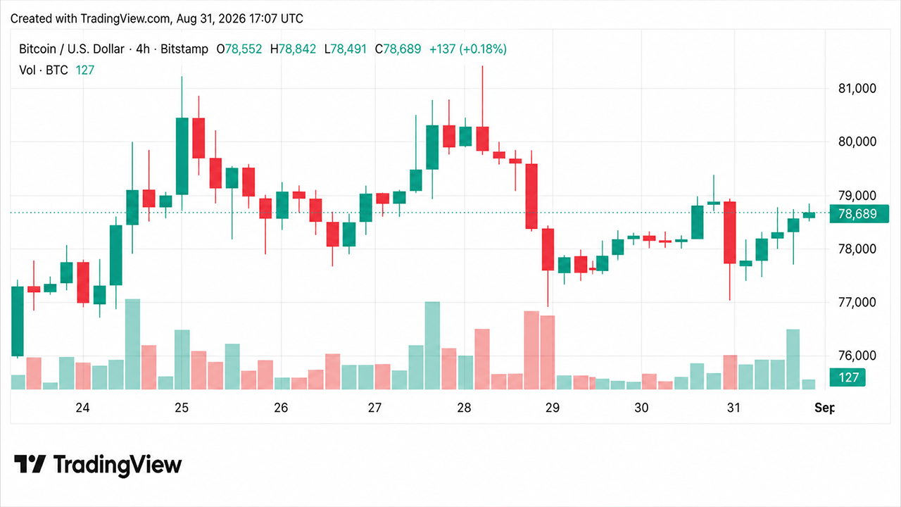 Bitcoin Price Holds Above $78.5K as August Gains Near 25%