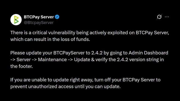 Bitcoin Lightning Nodes Hit as BTCPay Signals Emergency 2.4.2 Fix