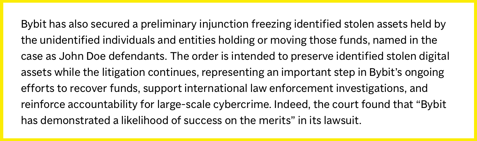 Bybit Unleashes RICO Lawsuit on North Korea Over $1.5B Hack Bybit's press release screenshot.