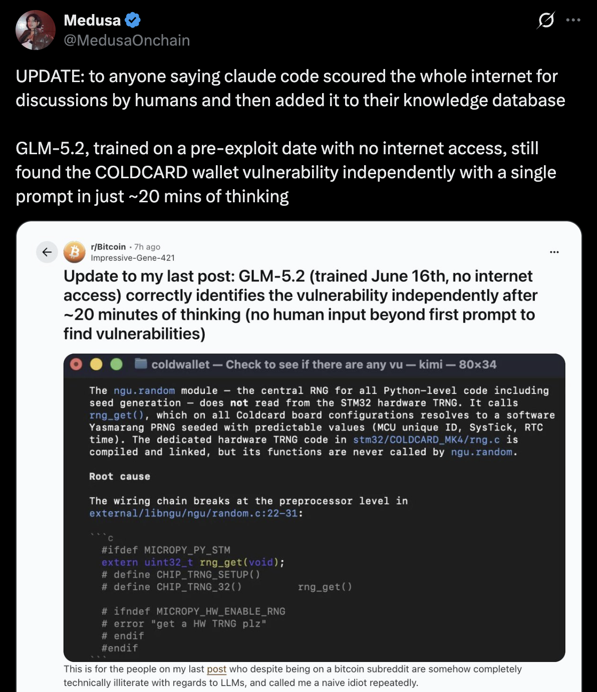 Medusa Onchain connected  X screenshot 