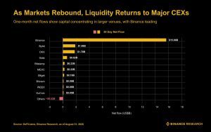 Bitcoin's Price Rally Fuels Binance's Record $15.7B August Inflows Binance Research screenshot