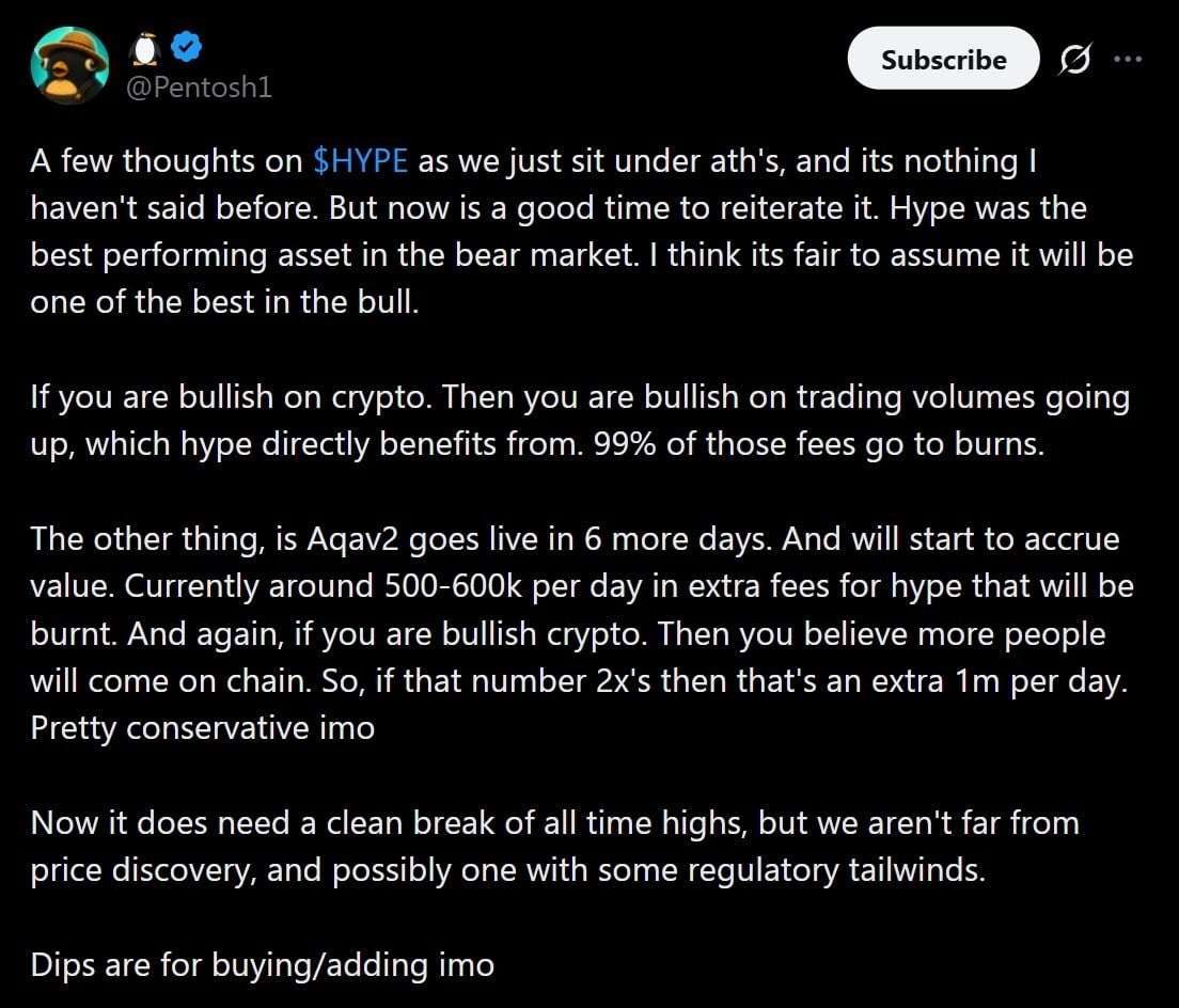 Pentoshi's argument regarding HYPE