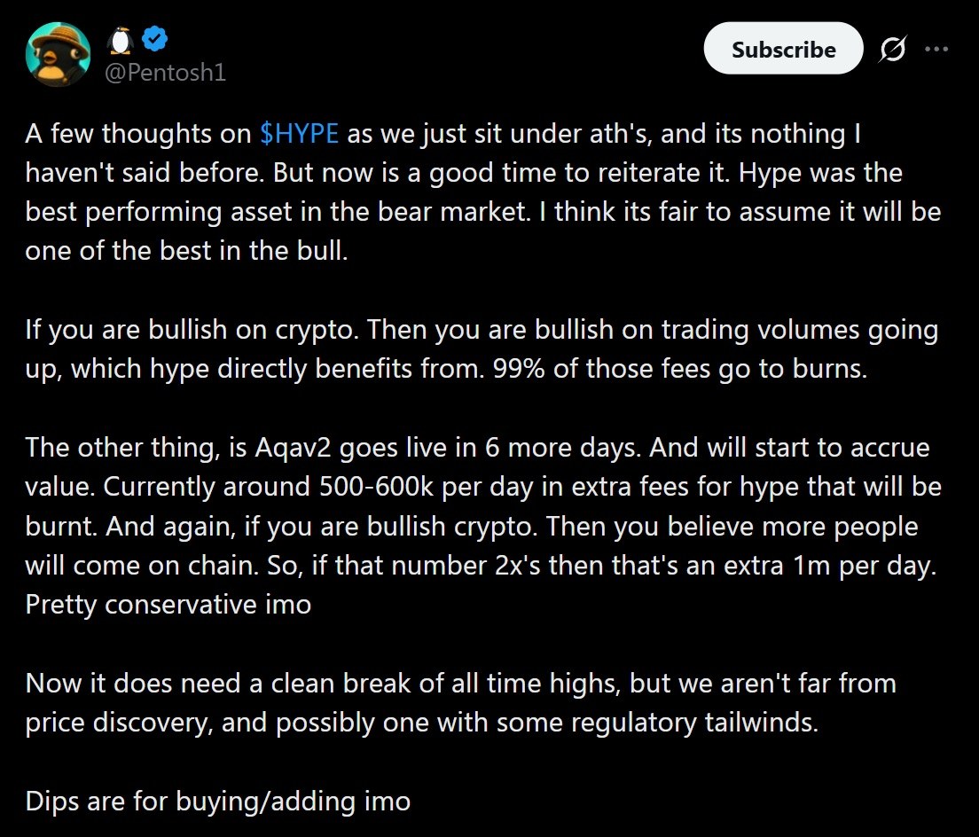 Pentoshi's argument regarding HYPE