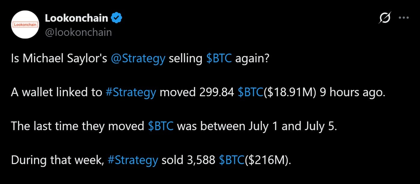 Saylor's alleged BTC sale details.
