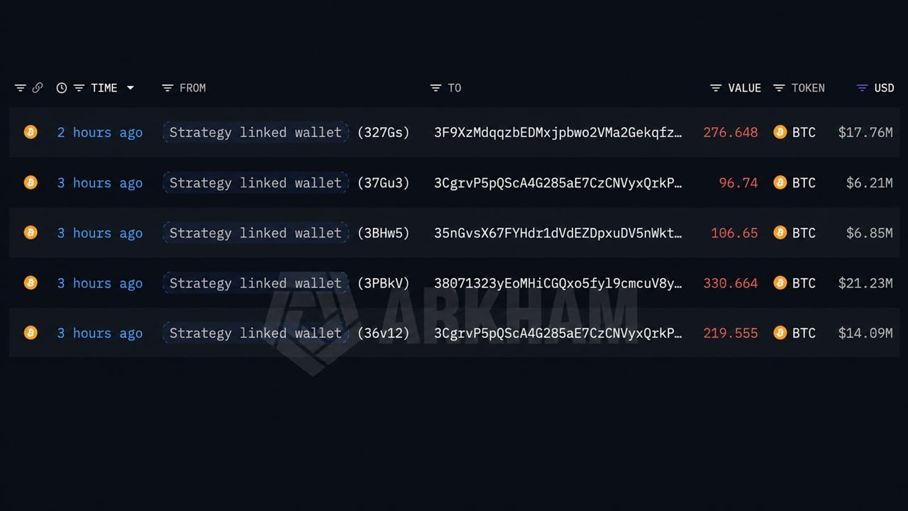 Lookonchain: Strategy-Linked Wallet Moves 1,030 BTC as Fourth Sale Looms
