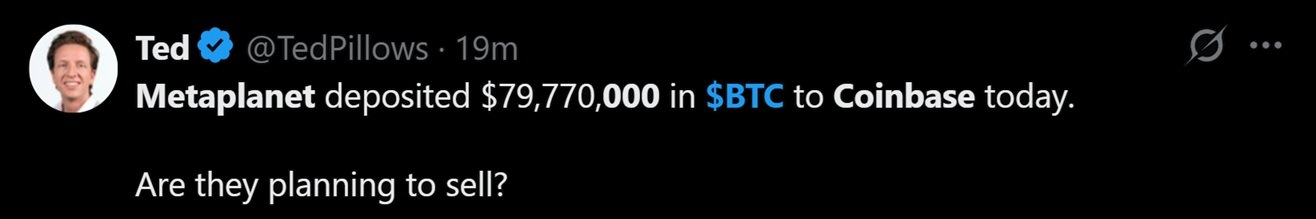Metaplanet latest bitcoin transfer.
