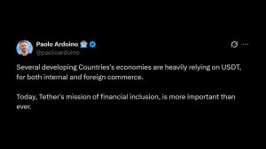 Tether CEO Says USDT Drives Trade Across Emerging Markets Tether CEO Says USDT Drives Trade Across Emerging Markets