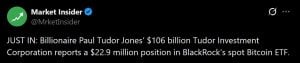 Paul Tudor Jones growing exposure to Bitcoin ETF