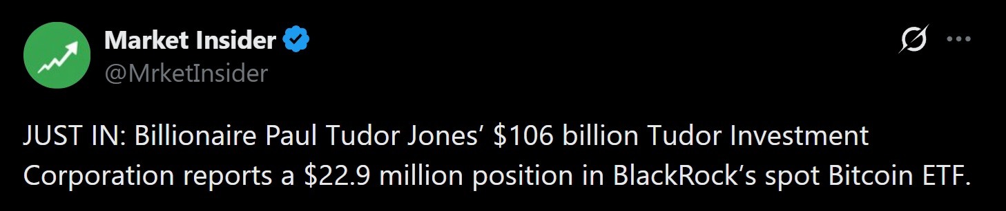 Paul Tudor Jones growing exposure to Bitcoin ETF