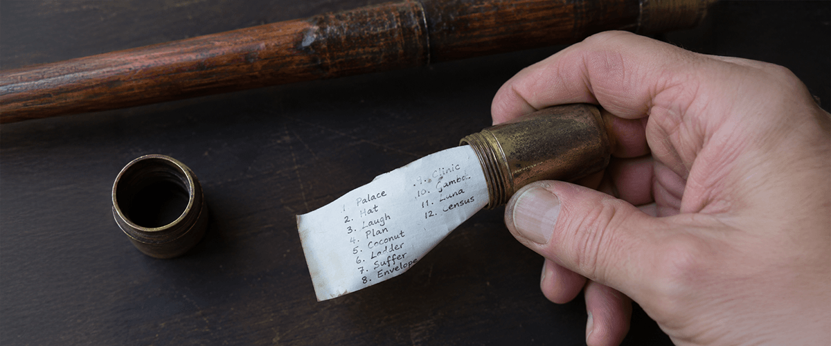 Man hiding a seed phrase in a fishing rod. 