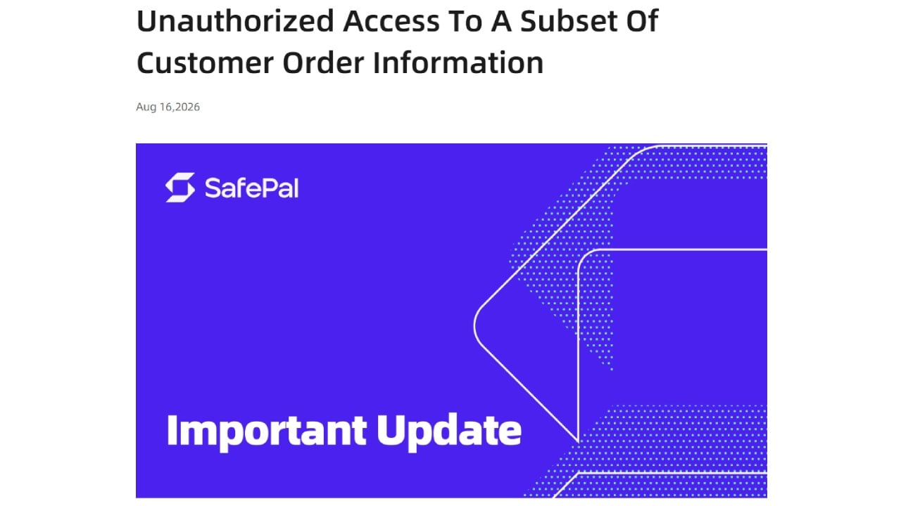 Data Breach Hits 39,798 Safepal Customers After Order Plugin Flaw