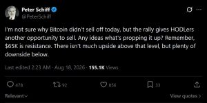 Schiff discussing Bitcoin's stregth around $65k