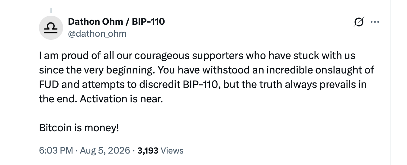 Bitcoin Nears Chain Split as BIP-110 Rebels Defy Global Hashpower X screenshot.