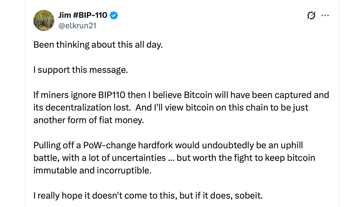 BIP-110 Supporters Prepare PoW Switch If Miners Refuse Soft Fork Plan X screenshot