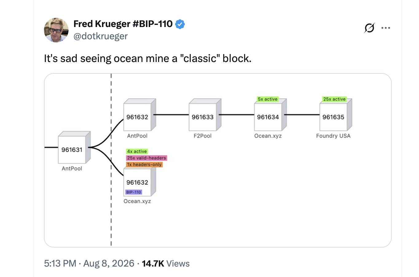Bitcoin's Splintered BIP-110 Fork Falls Behind by 15 Blocks X screenshot