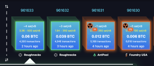 Bitcoin's Splintered BIP-110 Fork Falls Behind by 15 Blocks mempool.kilombino.com screenshot