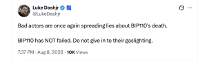 Bitcoin's Splintered BIP-110 Fork Falls Behind by 18 Blocks X screenshot
