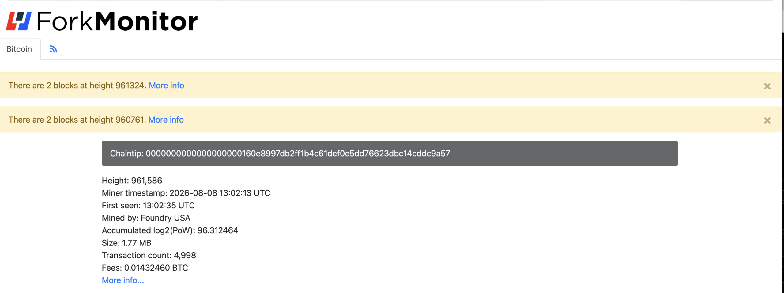 Bitcoin Fork Watch: Where to Track BIP-110’s Showdown Live Forkmonitor.info screenshot