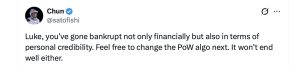 BIP-110 Backers Plot Minority Chain's PoW Reset to 'Fire' Bitcoin Miners X screenshot.