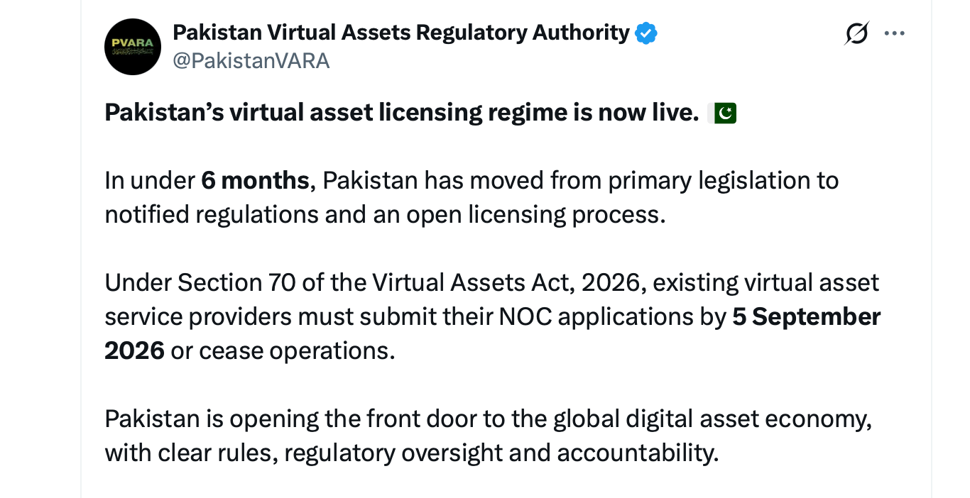 Pakistan PVARA notice via X. 