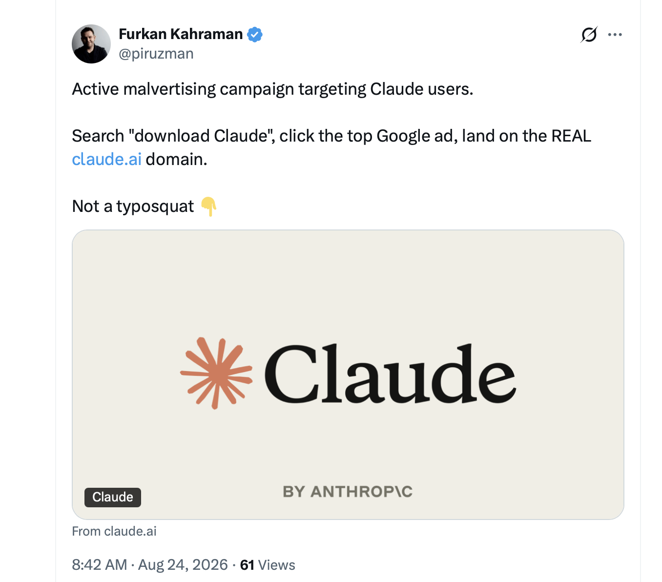 Don’t Trust, Verify: Poisoned AI Links Expose a Nightmare for Crypto Workers X screenshot.