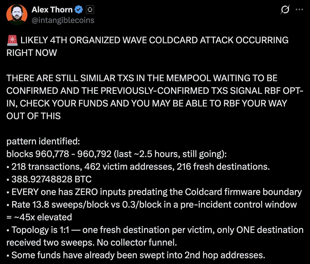 Coldcard wallet hack update 
