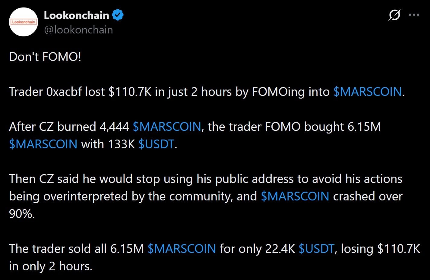 Trader Bags $282K by Copying Binance Founder CZ's Wallet Activity Trader Bags $282K by Copying Binance Founder CZ's Wallet Activity