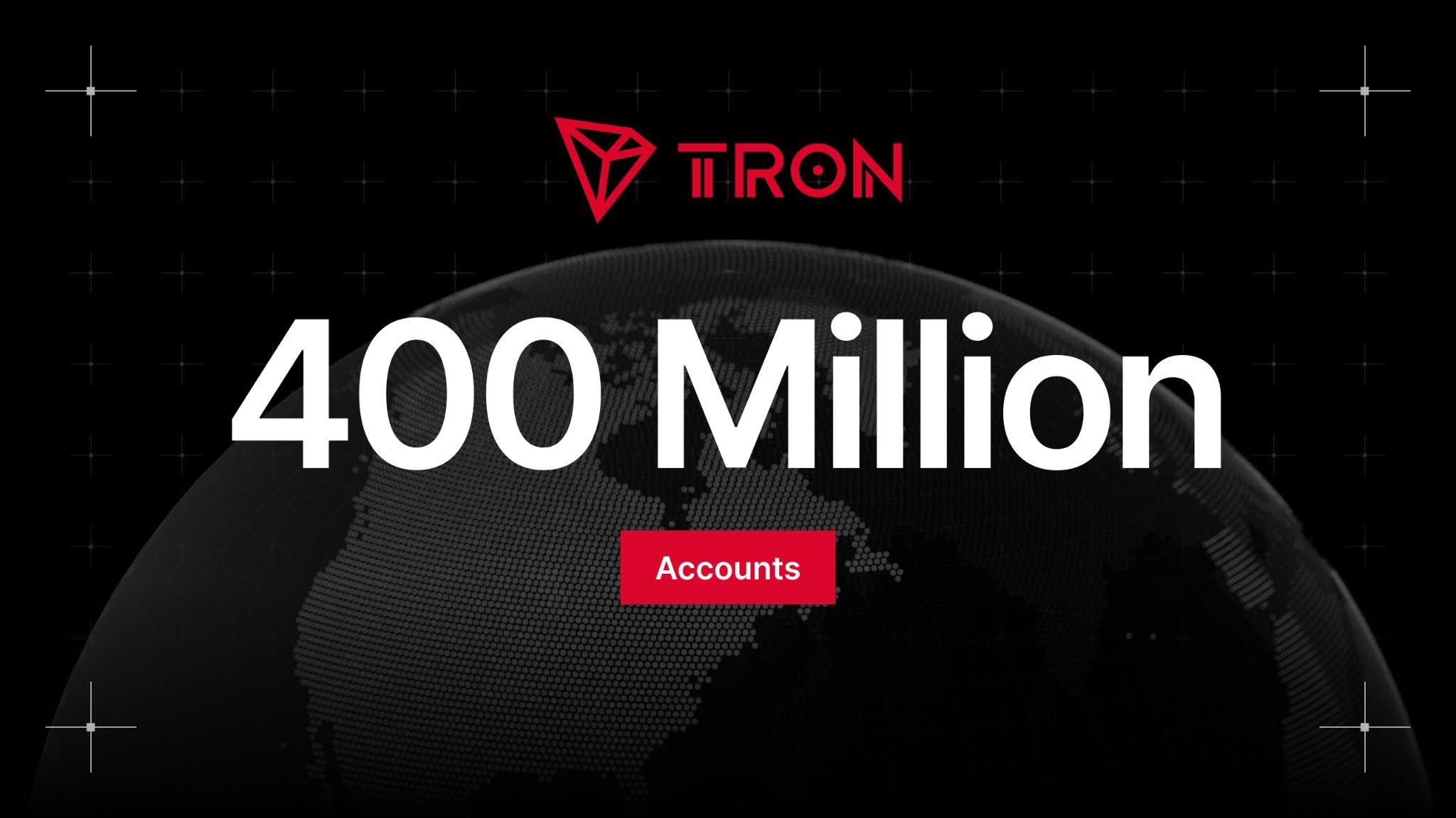 TRON Surpasses 400 Million Accounts as Total Transfer Volume Nears  Trillion