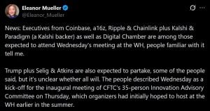 Trump set to host prominent crypto entities in the White House.