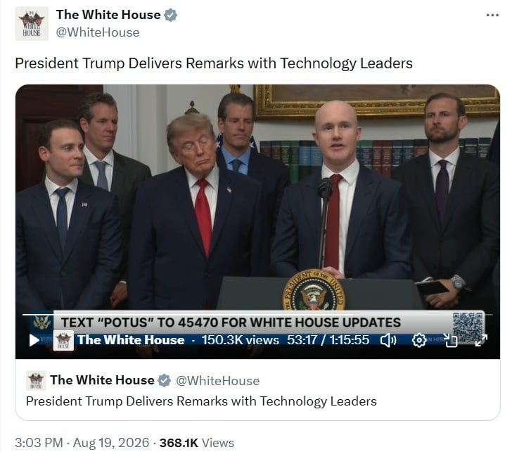 Trump Hosts Top Crypto CEOs at White House as US Weighs Bitcoin Buy Trump Hosts Top Crypto CEOs at White House as US Weighs Bitcoin Buy