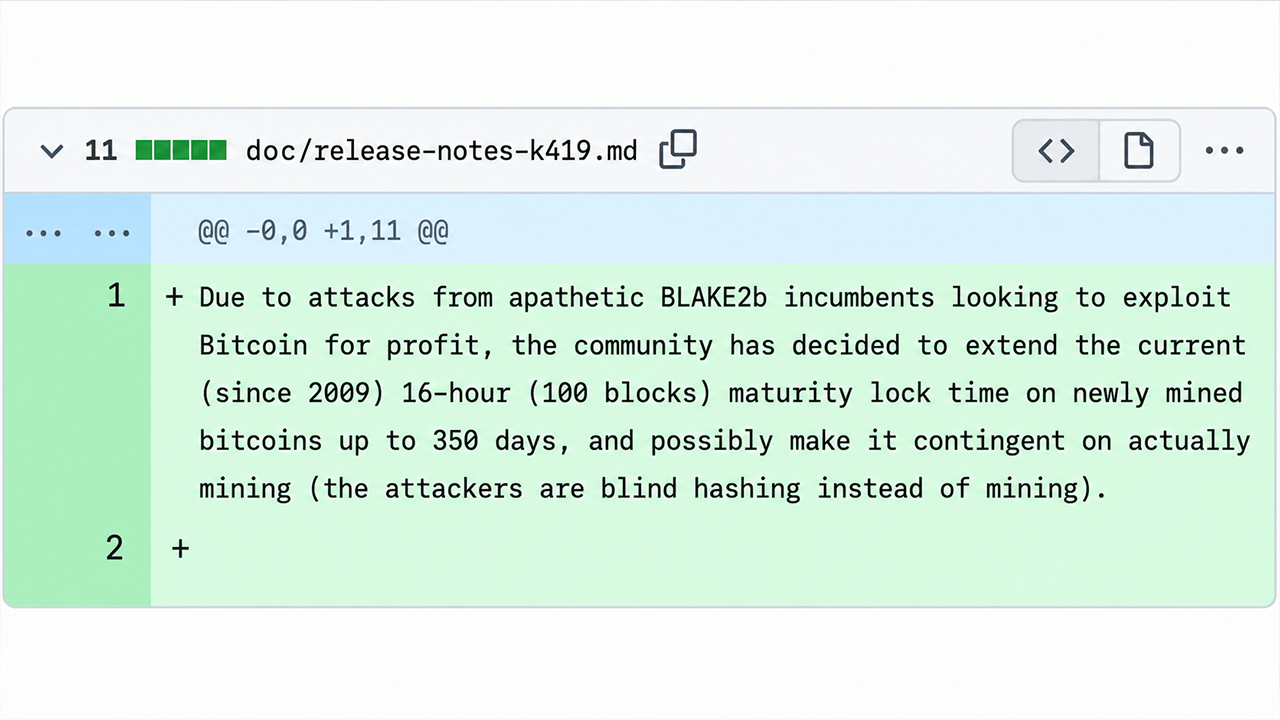 BLAKE2b Bitcoin Fork Wants Miners to Wait 45 Days to Touch Their Coins