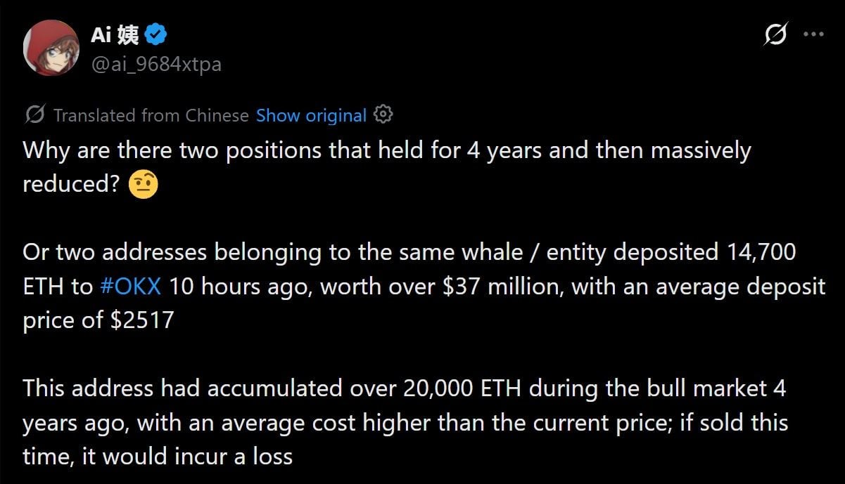 Tweet discussing the whale moves.