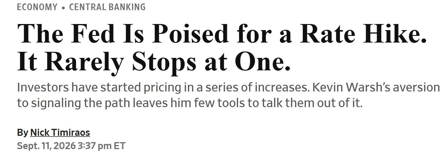 WSJ reports on the potential fed rate hike