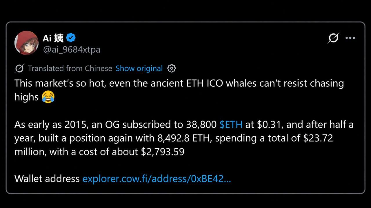 ICO Era Whale Buys ETH at $2,794 as Ethereum Price Now Sits At $2,720