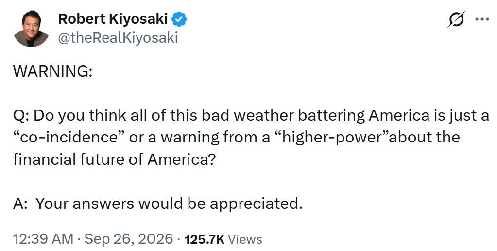 Kiyosaki bad weather financial troubles