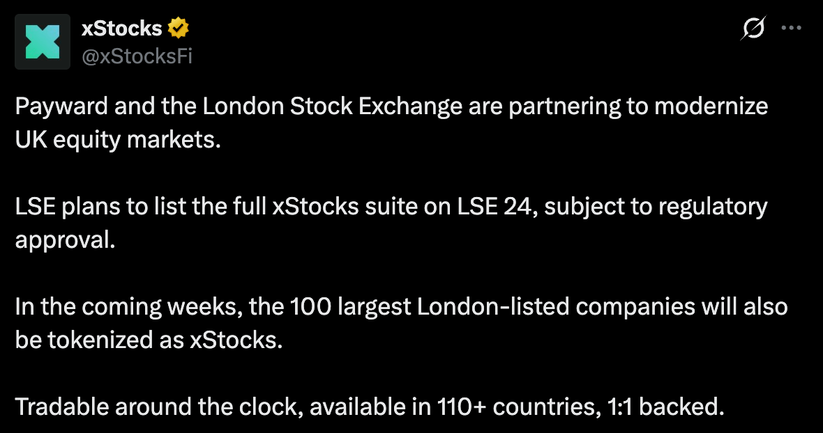 London Stock Exchange, Payward Target 100 UK Stocks for 24/7 Trading