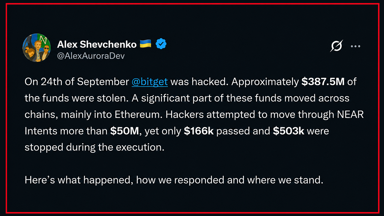 Near Intents Blocks $50M in Stolen Bitget Funds, Waives Recovery Bounty