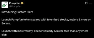 Pump.fun Lets Memecoins Trade Against Tokenized Stocks on Solana