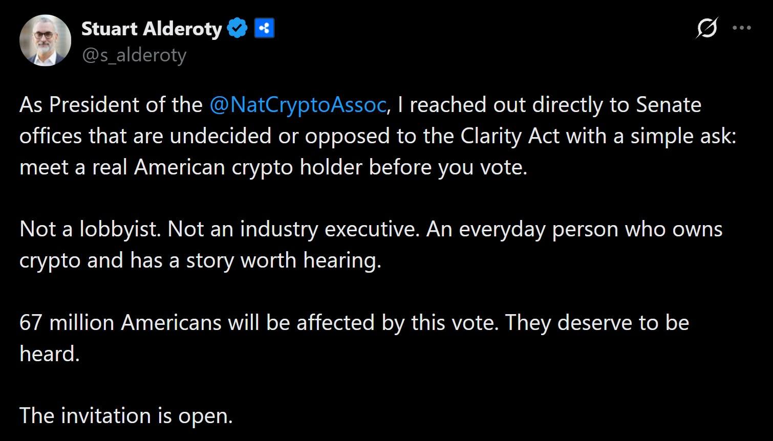 Ripple's Legal Chief Chases Democratic Votes to Save the CLARITY Act Ripple's Legal Chief Chases Democratic Votes to Save the CLARITY Act