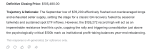 Bitcoin Price Bets Get Wild as 11 AI Models Target up to $105K Deepseek AI screenshot.