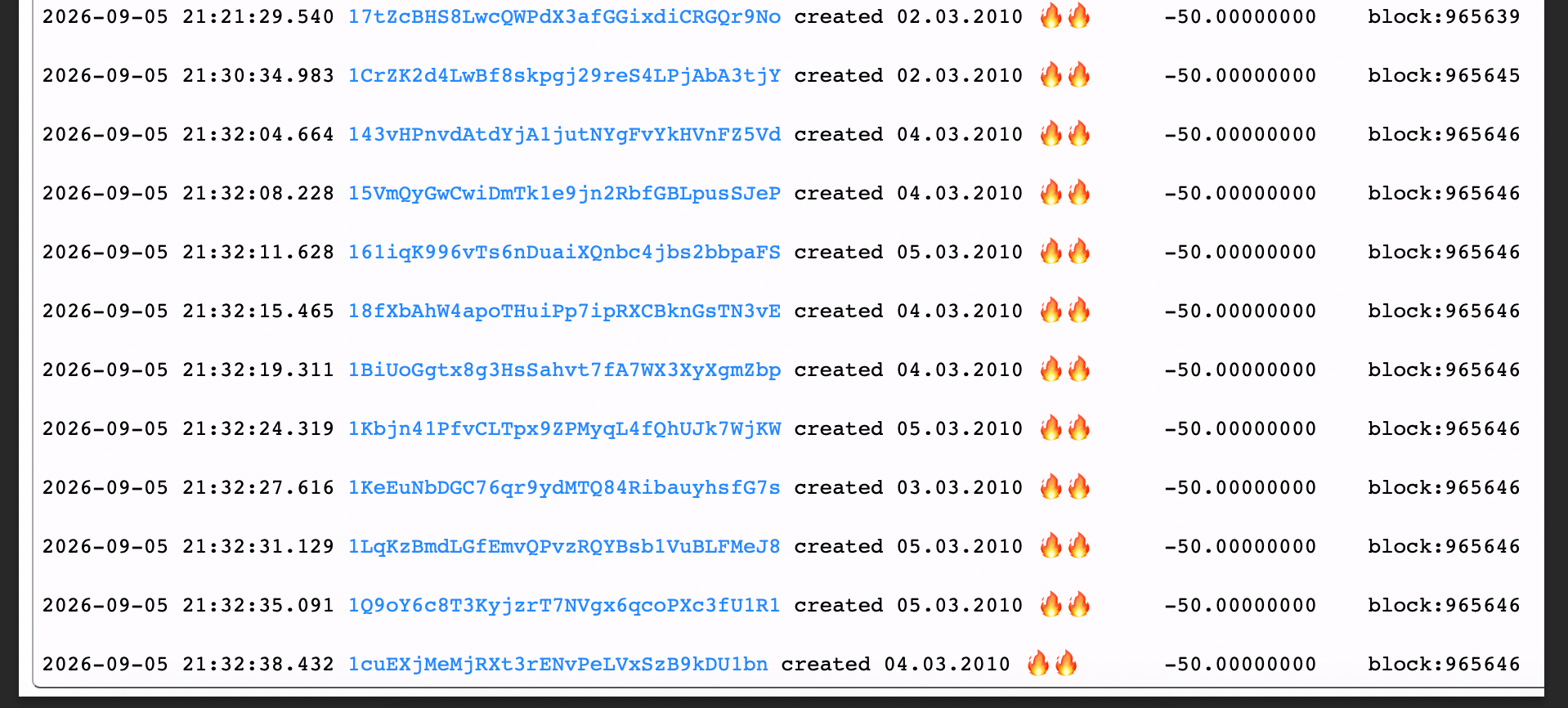 Satoshi-Era Bitcoin Whale Awakens, Moves $48M in Vintage BTC Btcparser.com screenshot.