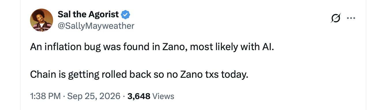 Zano Inflation Bug Forces Blockchain to Wipe an Entire Day of History X screenshot