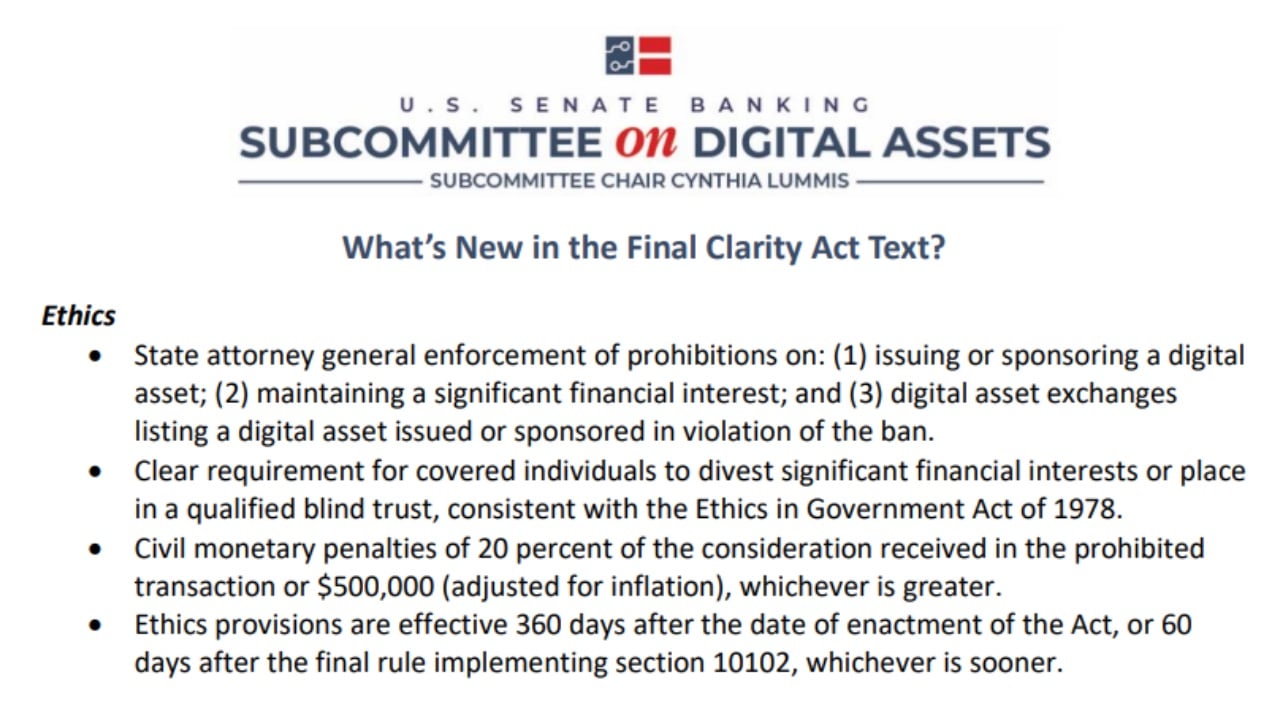 What’s New in the Final CLARITY Act Ahead of the Senate Vote