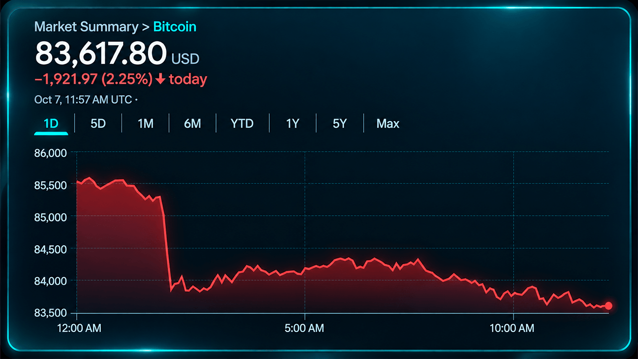 Bitcoin Price Slides to K as Short-Term Bears Take Control