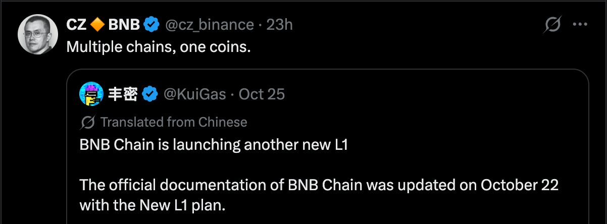 Binance Founder CZ Backs BNB Chain's New High-Speed Layer 1 Network Binance Founder CZ Backs BNB Chain's New High-Speed Layer 1 Network