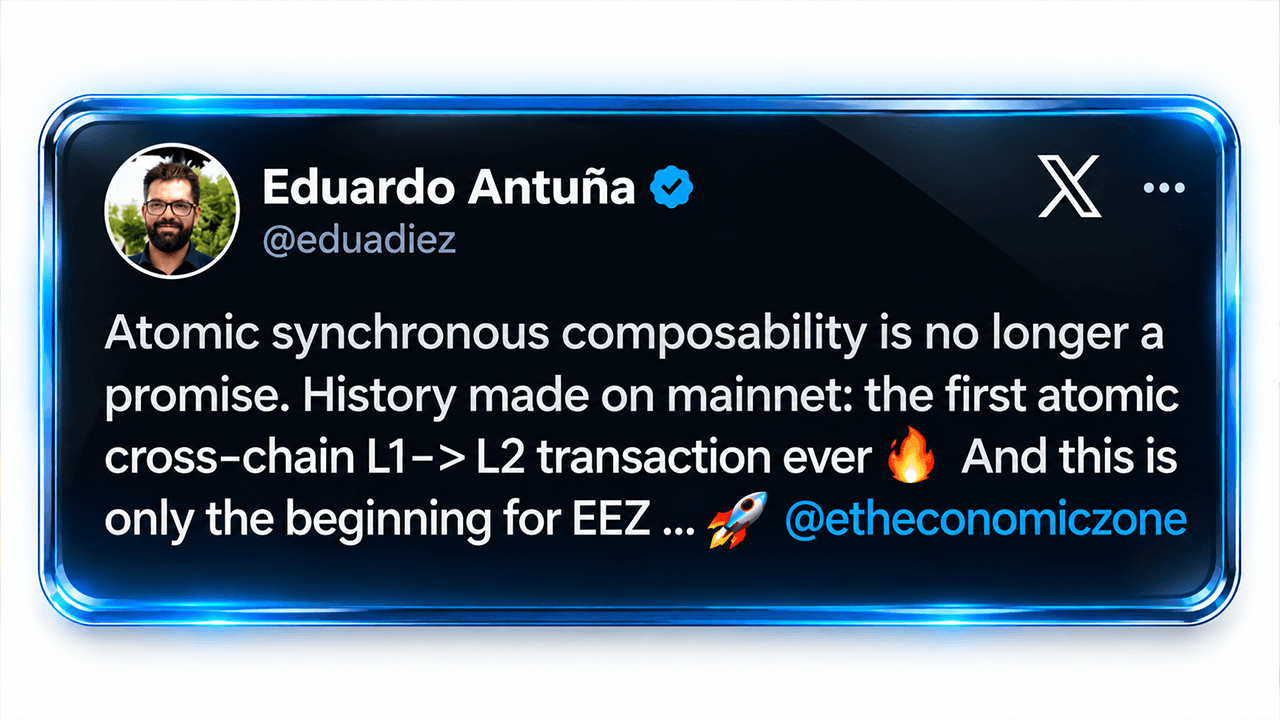 Ethereum Economic Zone Runs Atomic L1-L2 Transfer on Mainnet