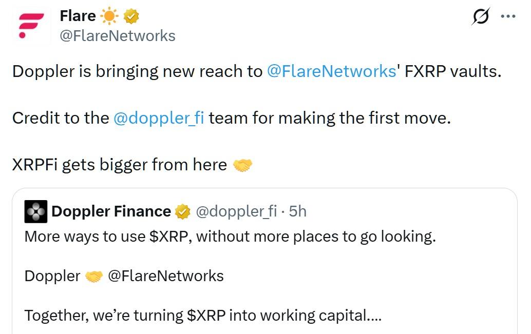 Flare, Doppler Bringing Direct FXRP Vault Access to XRP Holders