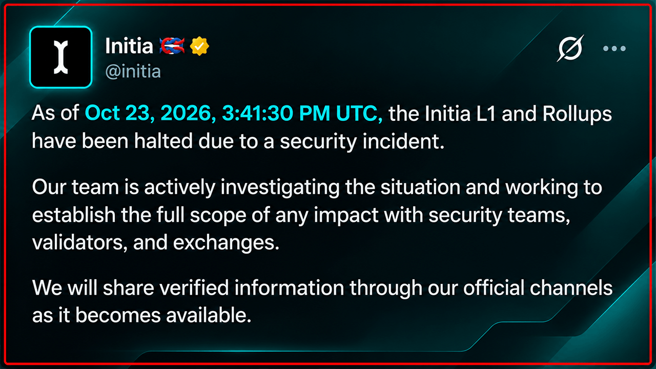 Initia Blockchain Halted After $2.7M Exploit; Network Remains Offline