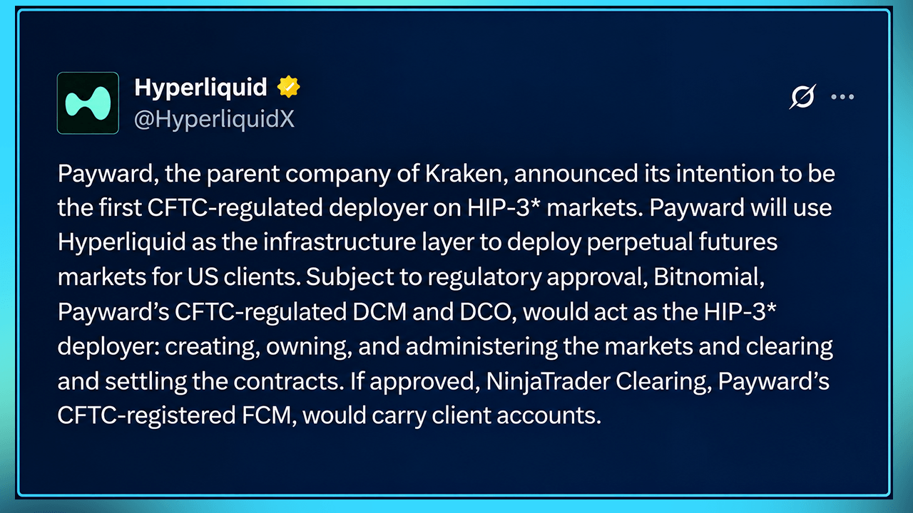 Kraken Parent Payward Seeks First CFTC-Regulated Futures Market on Hyperliquid