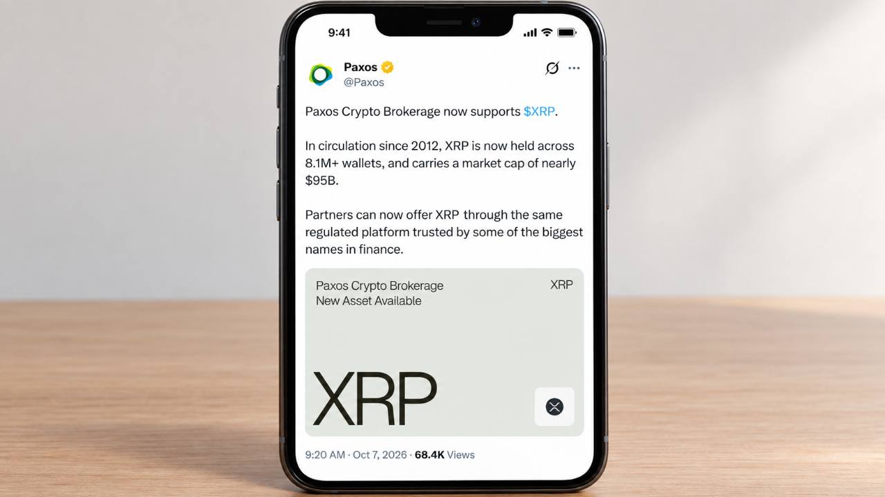 XRP Lands on Paxos, the Crypto Engine Behind PayPal, Venmo, and Schwab